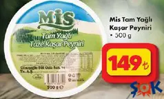 MİS TAM YAĞLI KAŞAR PEYNİRİ 500 G